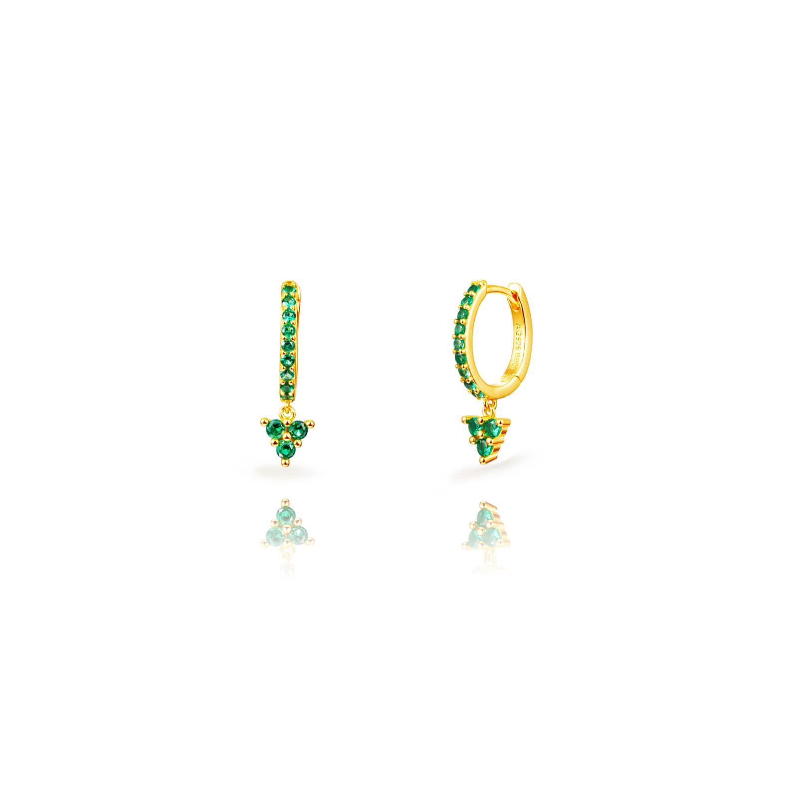 Aros Triángulo Circonita Verde